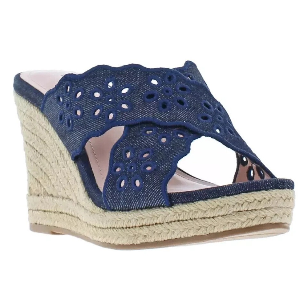 DRAPER JAMES EMILY WEDGE HEEL SANDALS  Women's‎ Size 10  NAVY BLUE DENIM   NEW!!